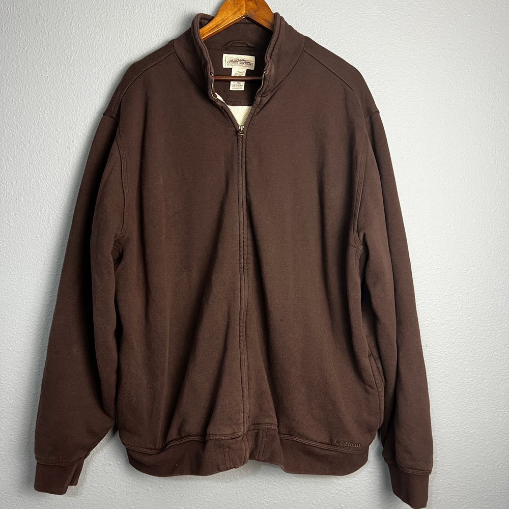 L.L.Bean Katahdin Iron Works Brown Full Zip Track Jacket Casual Athletic XL Tall